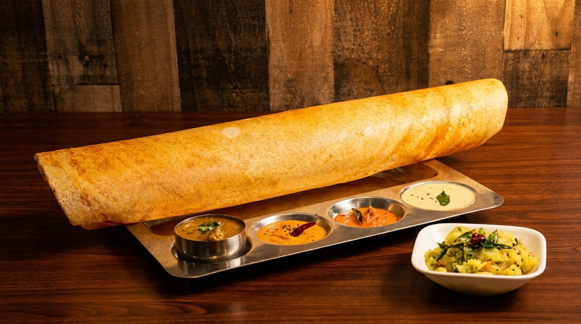 Masala dosa with all its chutneys